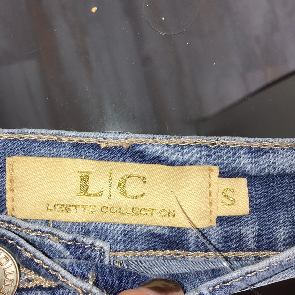 Silver Sequin Denim Shorts  LC Lizette Collection - Picture 3 of 7